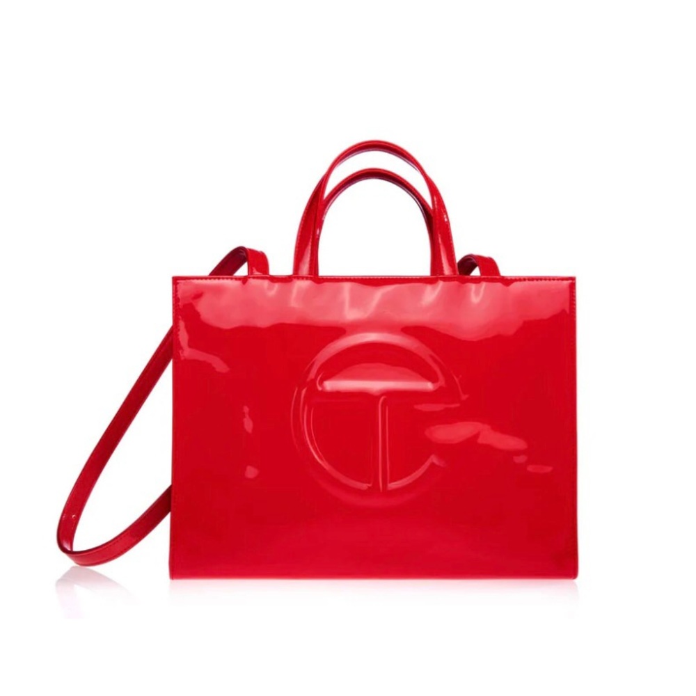 Telfar Patent Red Medium Shopping Bag
